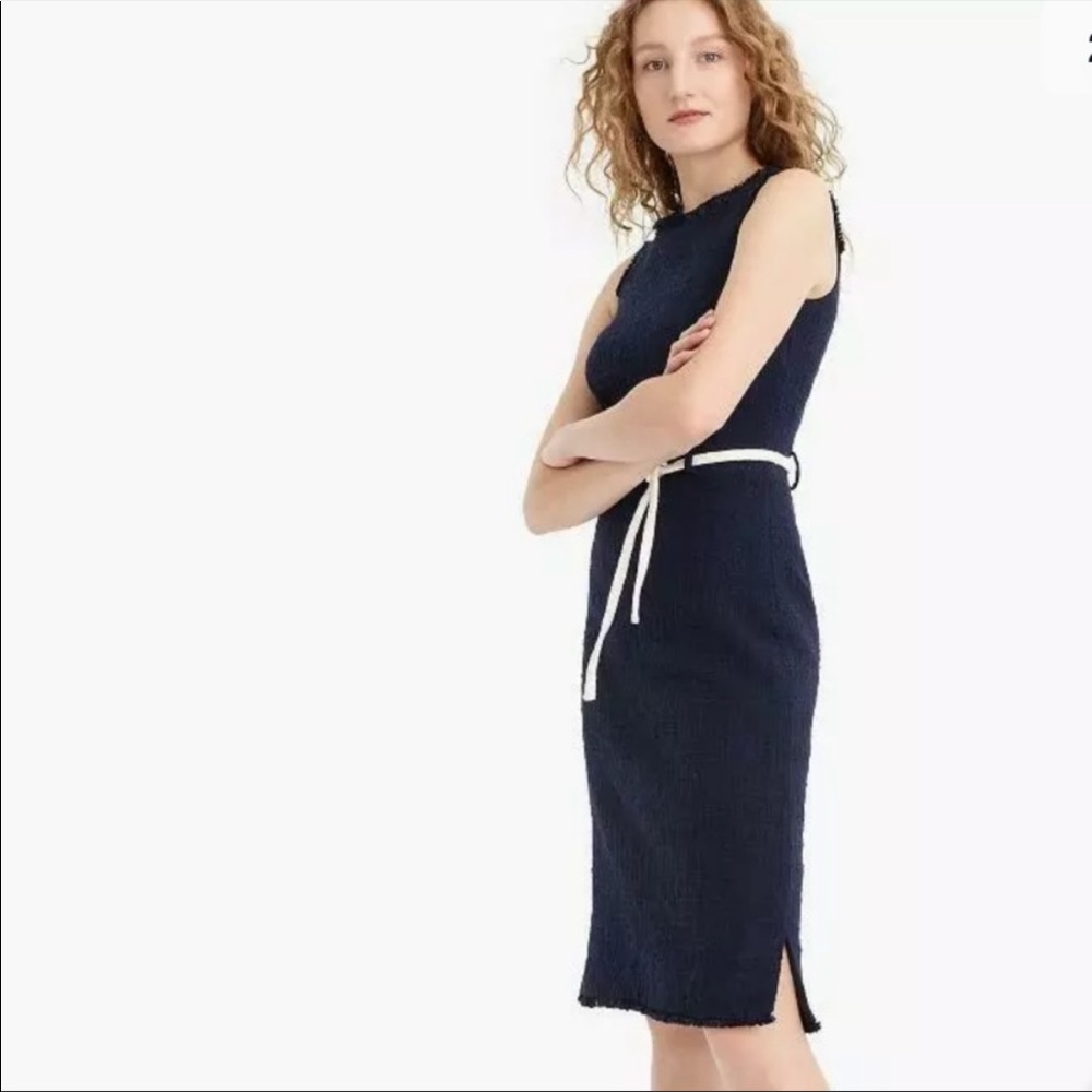 J. Crew sleeveless sheath tweed dress with belt